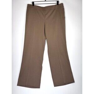 AKRIS Wool Pants Womens 16 Brown Straight Leg Stretch Workwear Luxury Minimalist